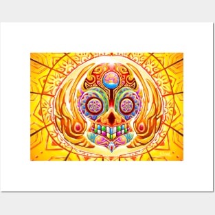 Golden Day of the Dead Skull Posters and Art